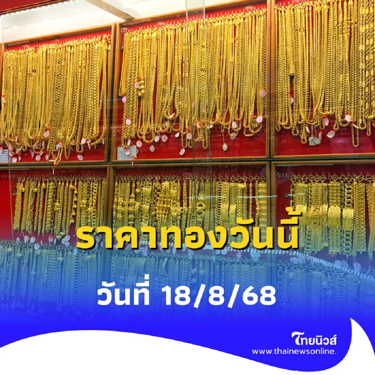 ราคาทองวันนี้ วันที่ 18 สิงหาคม 2568 ราคาทองวันนี้มีปรับตัวอีกครั้งที่ 7