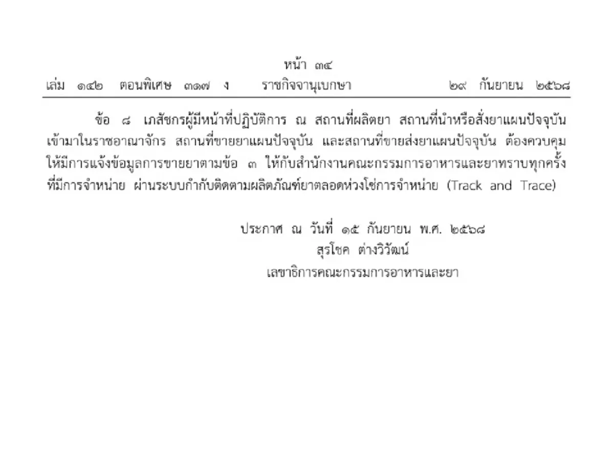 ราชกิจจาฯประกาศใหม่ เงื่อนไขคุมเข้มการขายยาทรามาดอล