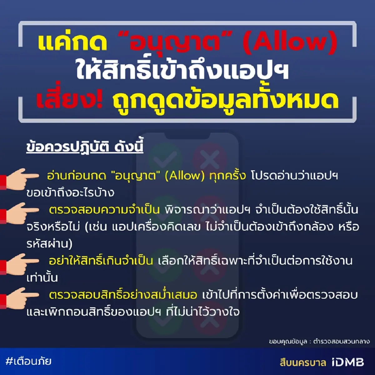 ตำรวจเตือนเอง "แค่กดปุ่มเดียว" อาจโดนดูดข้อมูลเกี้ยง อันตรายมาก
