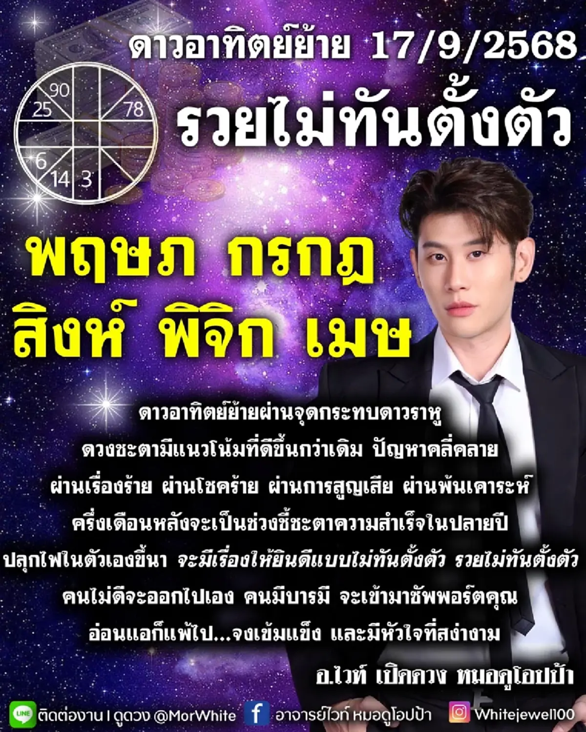 เคาะ 5 ราศี ดาวอาทิตย์ย้าย 17 ก.ย. ดวงผ่านพ้นเคราะห์ รวยไม่ทันตั้งตัว