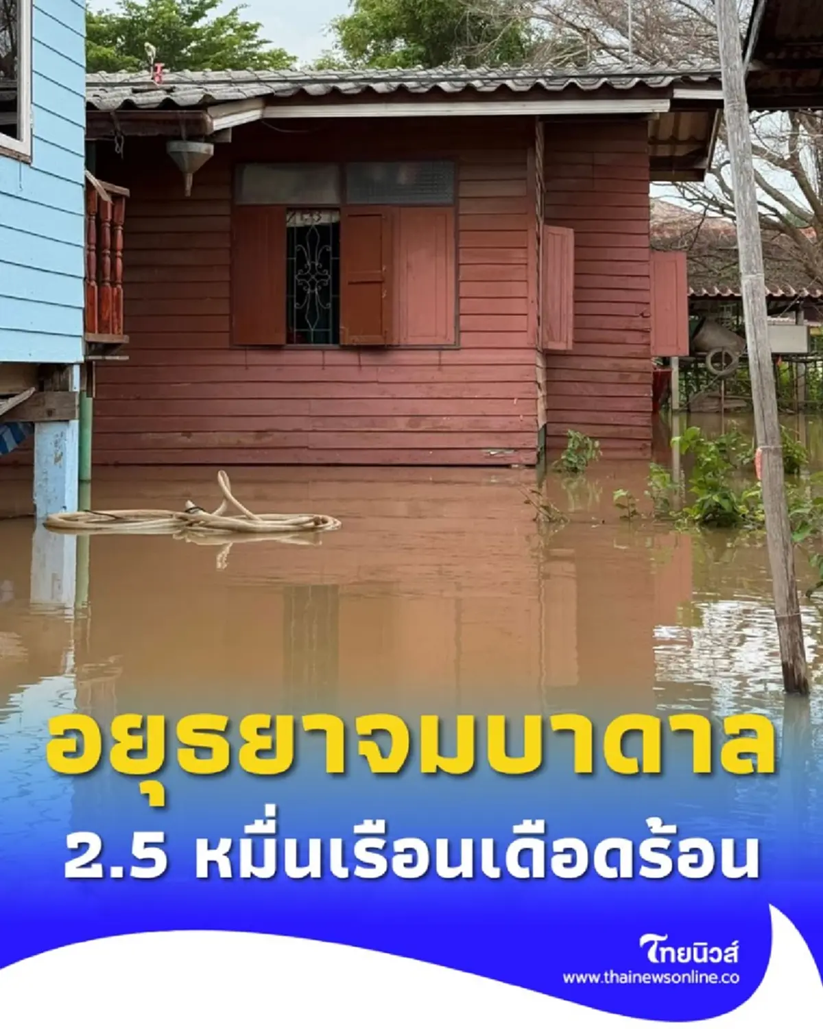 อยุธยาน้ำท่วมหนัก 2.5 หมื่นครัวเรือนเดือดร้อน ปภ.ส่งเรือ 70 ลำช่วยด่วน