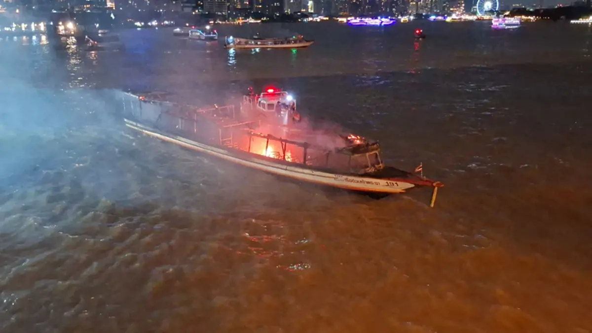 เรือด่วนเจ้าพระยา แถลงเหตุไฟไหม้เรือด่วน ท่าเรือวัดราชสิงขร 