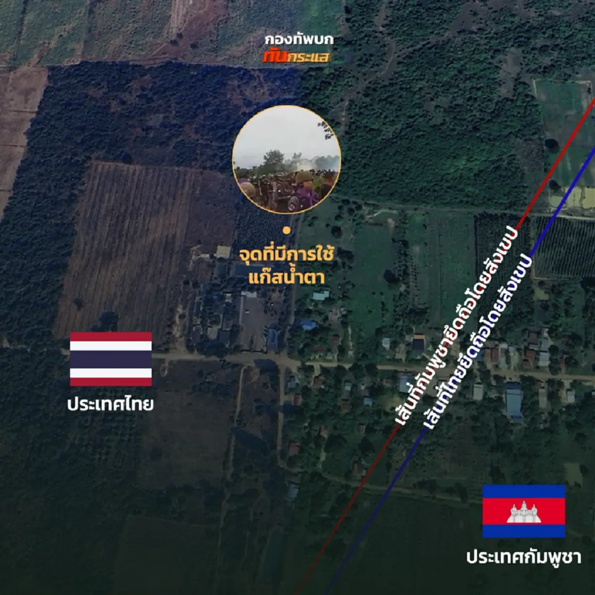 หลักฐานชัด เขมรรุกล้ำแผ่นดินไทย ใช้แก๊สน้ำตา ปฏิบัติตามหลักสากล