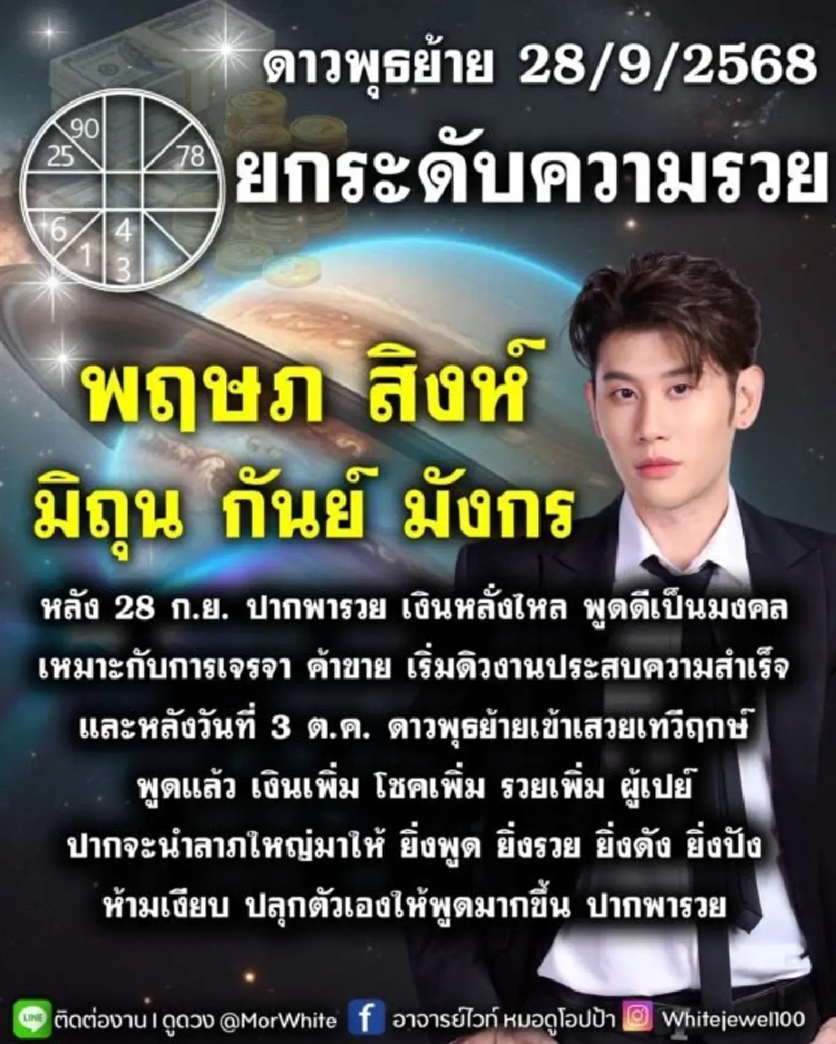 หมอดูดัง เคาะ 5 ราศี ดาวพุธย้าย 28 ก.ย. ยกระดับความรวย ปากนำลาภใหญ่