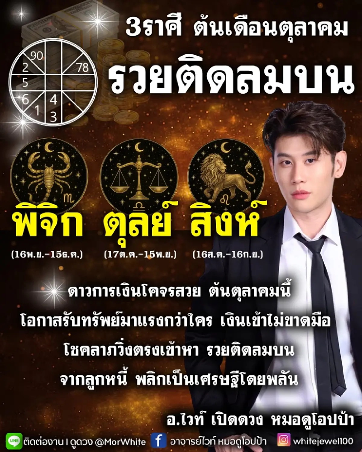 หมอไวท์ เคาะ 3 ราศี ต้นเดือนตุลาคม รวยติดลมบน โชคลาภวิ่งเข้าหา