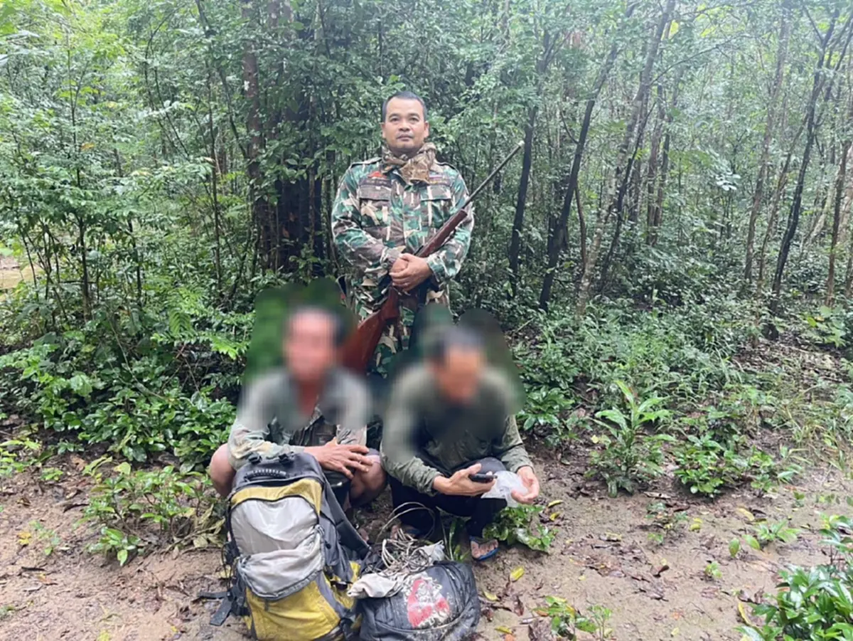 บุกจับคาป่า 2 นายพรานพร้อมอาวุธล่าสัตว์ เอาผิดเด็ดขาด