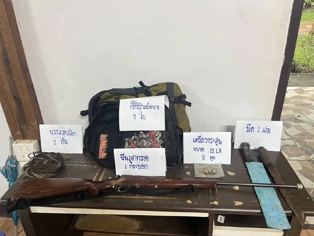 บุกจับคาป่า 2 นายพรานพร้อมอาวุธล่าสัตว์ เอาผิดเด็ดขาด