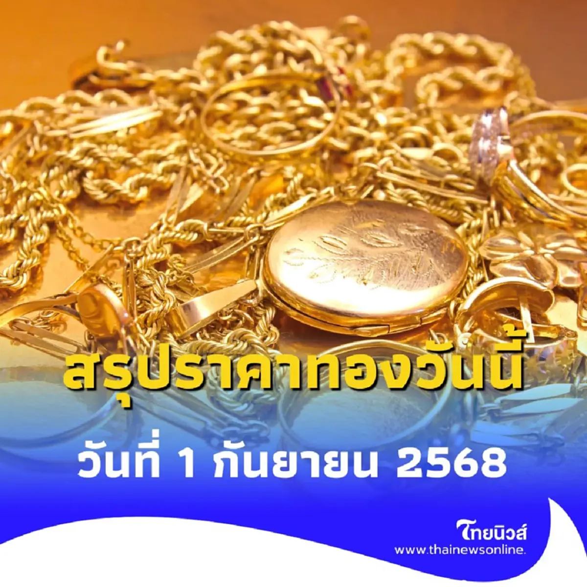 สรุปราคาทองวันนี้ 1 กันยายน 2568 ราคาทองปรับลงครั้งที่ 17