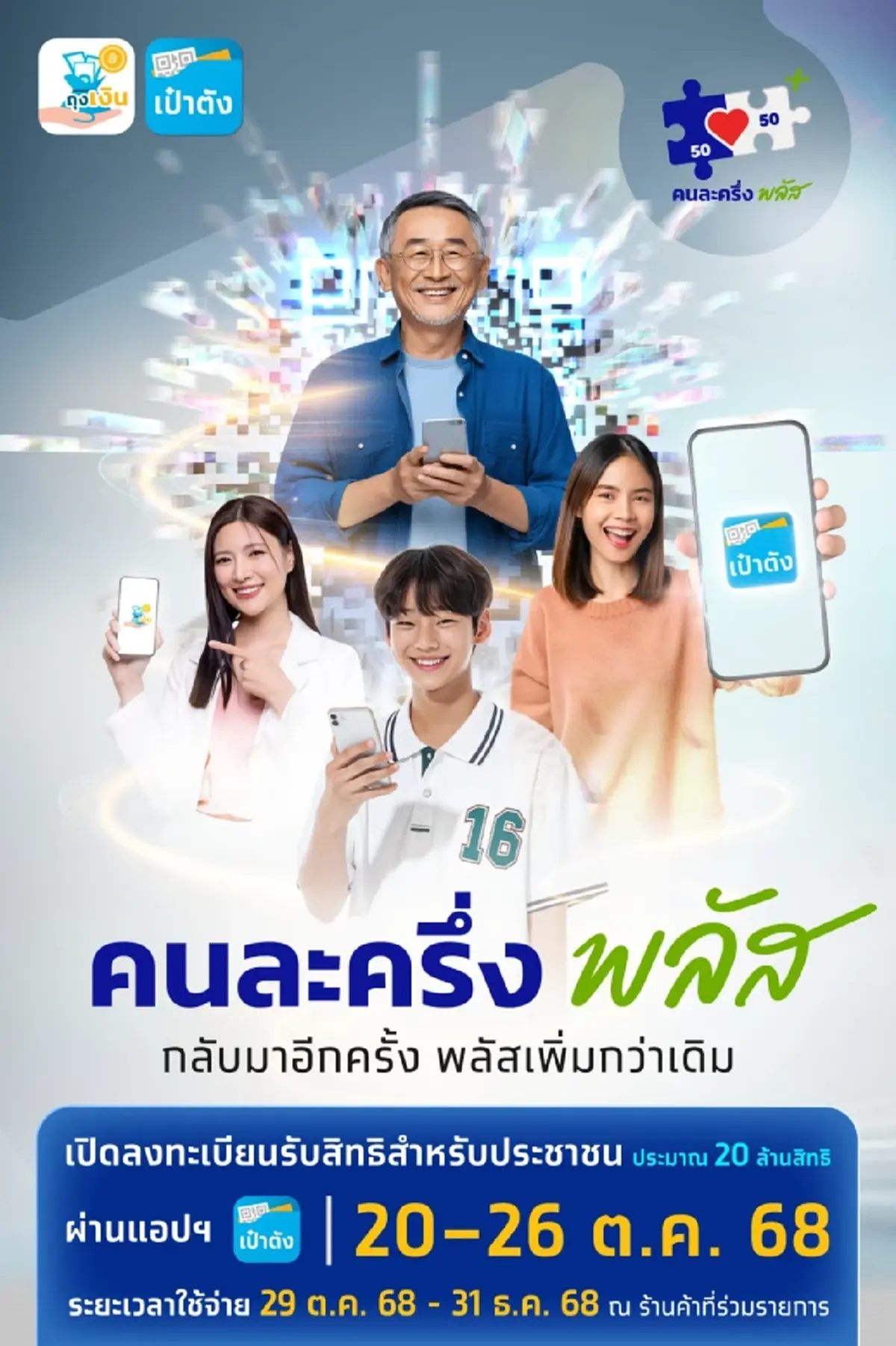 เปิดเงื่อนไข "คนละครึ่งพลัส" เตรียมพร้อมลงทะเบียน เริ่ม 20 ต.ค.นี้