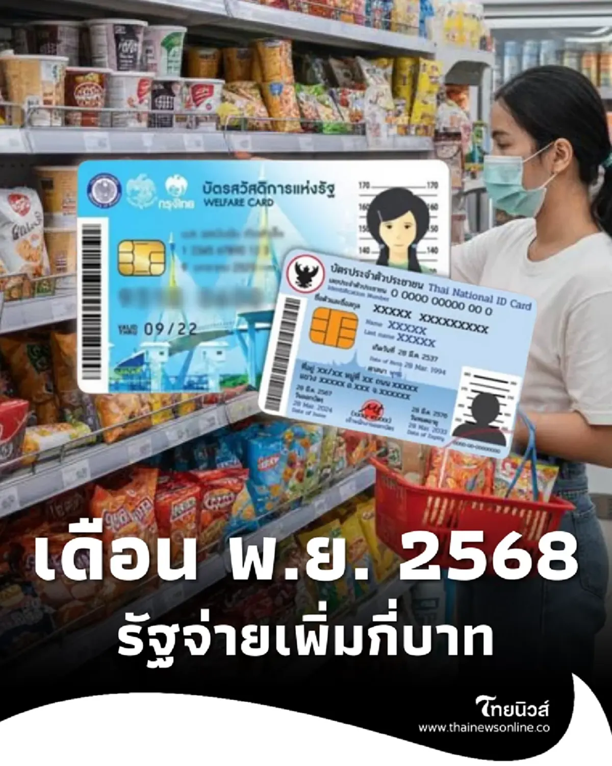 บัตรสวัสดิการแห่งรัฐ เดือน พ.ย. 2568 รัฐจ่ายเงินเพิ่มได้กี่บาท 