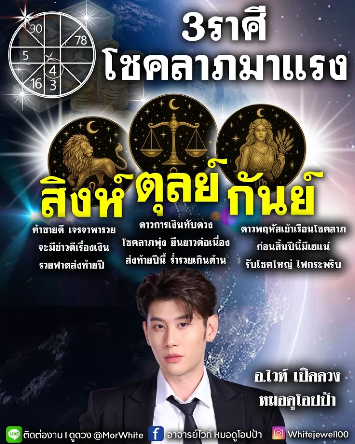 หมอไวท์ 3 ราศี โชคลาภมาแรง ดวงการเงินทับดวง รวยฟาดส่งท้ายปี