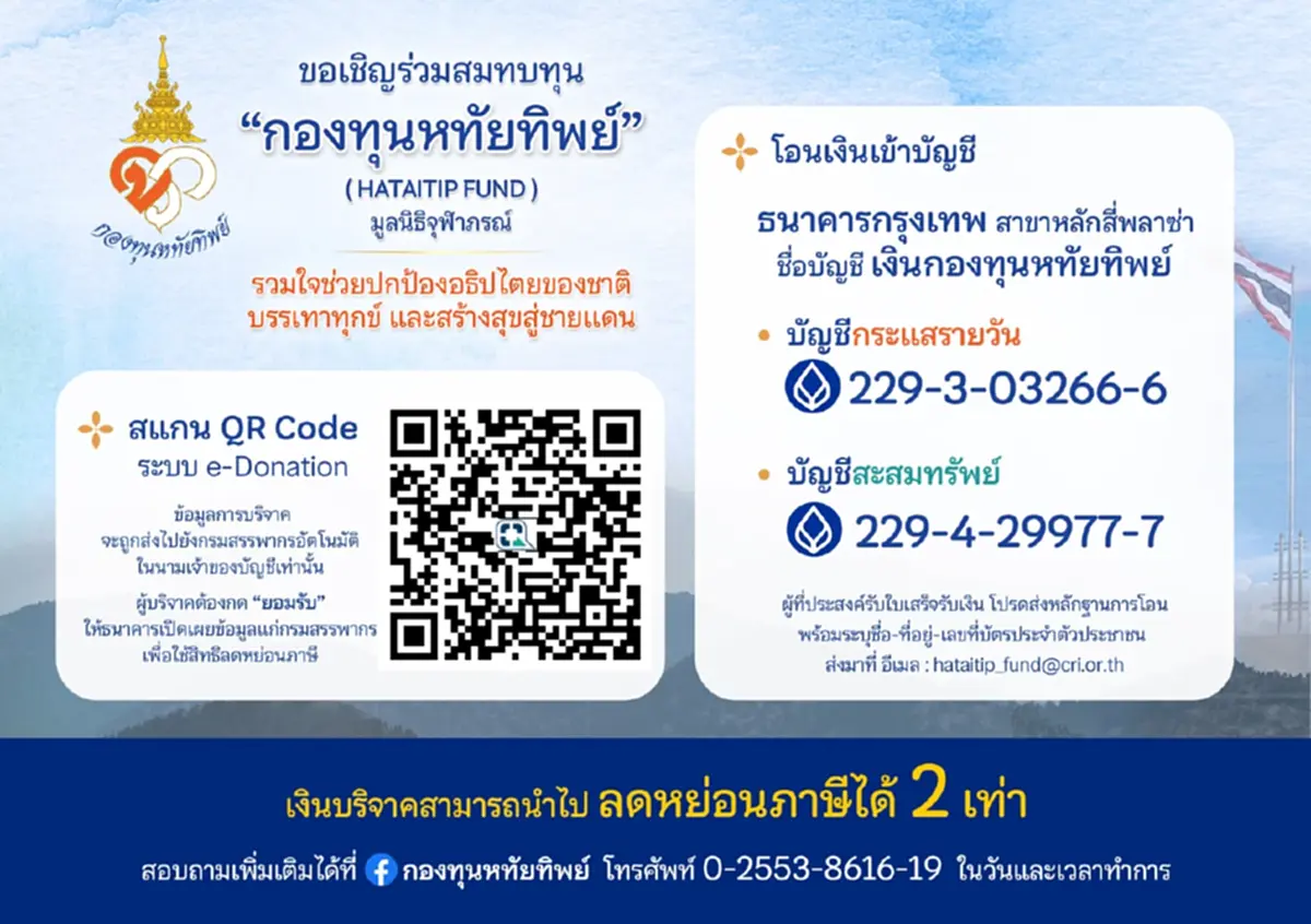 มหากุศล "กองทุนหทัยทิพย์" ยอดบริจาคล่าสุด สร้างสุขชายแดนไทยกัมพูชา