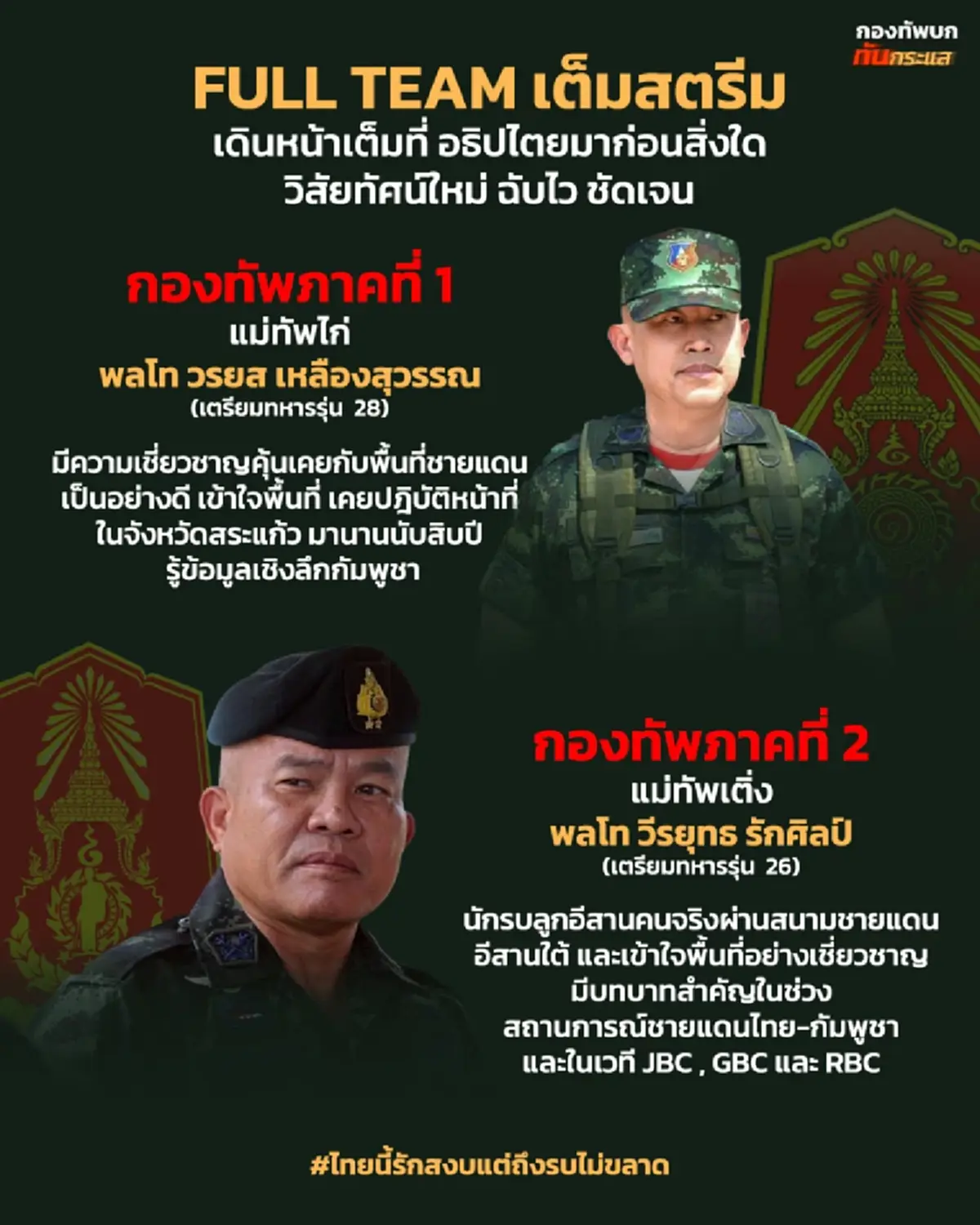 เขมรเห็นมีหนาว ทบ.เปิดตัวแม่ทัพคนใหม่ ดีกรีไม่ธรรมดา