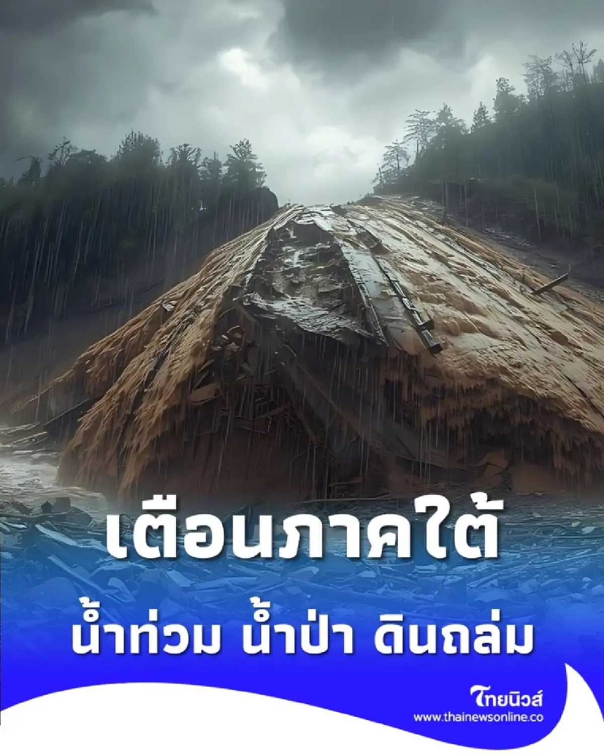 สทนช. เตือนภัยภาคใต้ 17–22 พ.ย. รับมือ น้ำท่วม น้ำป่า ดินถล่ม