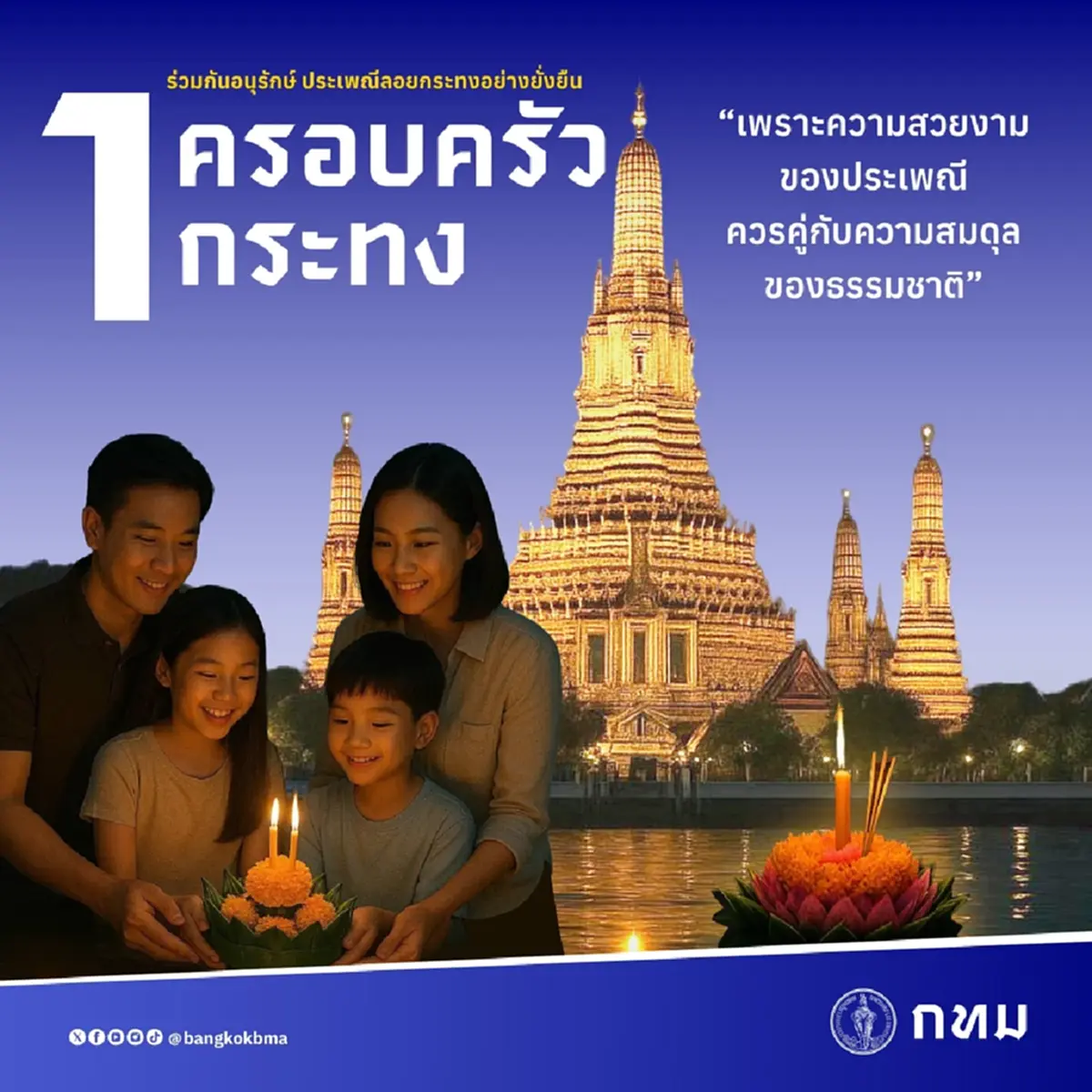 1 ครอบครัว 1 กระทง ร่วมสืบสานลอยกระทงอย่างยั่งยืนเพื่อโลก