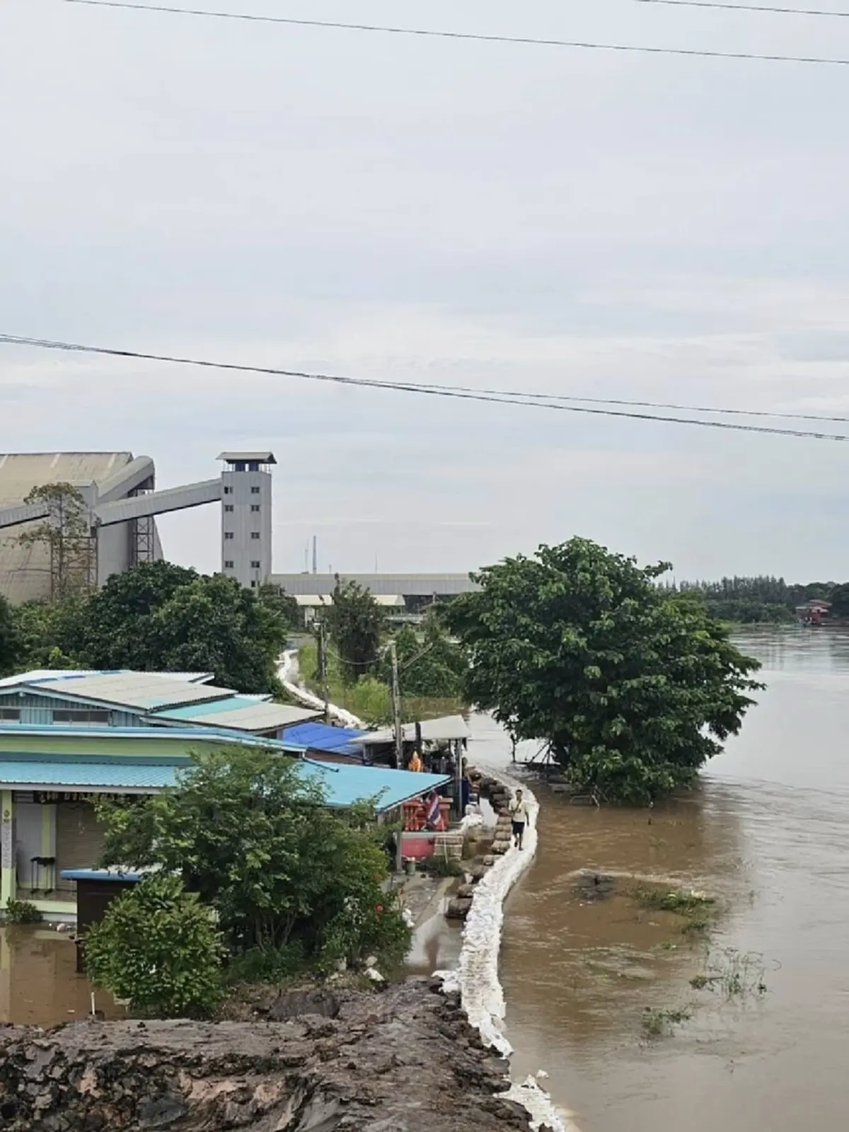 แตกแล้ว! คันดินป่าโมก ทำน้ำเจ้าพระยาทะลักท่วมชุมชนอ่างทอง