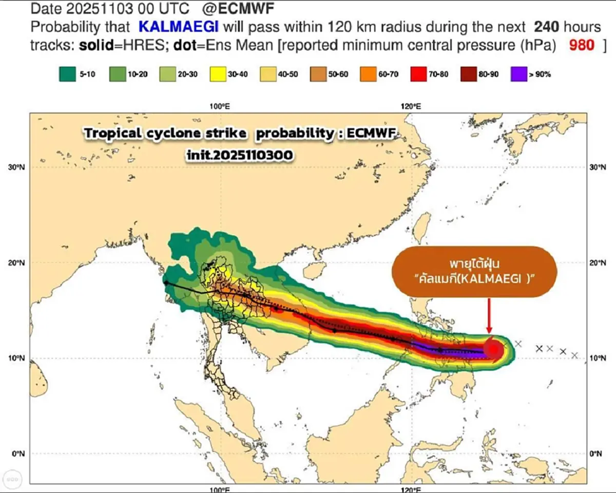 พายุ"คัลแมกี"กลายเป็นพายุไต้ฝุ่นแล้ว เส้นทางมุ่งหน้าเวียดนาม