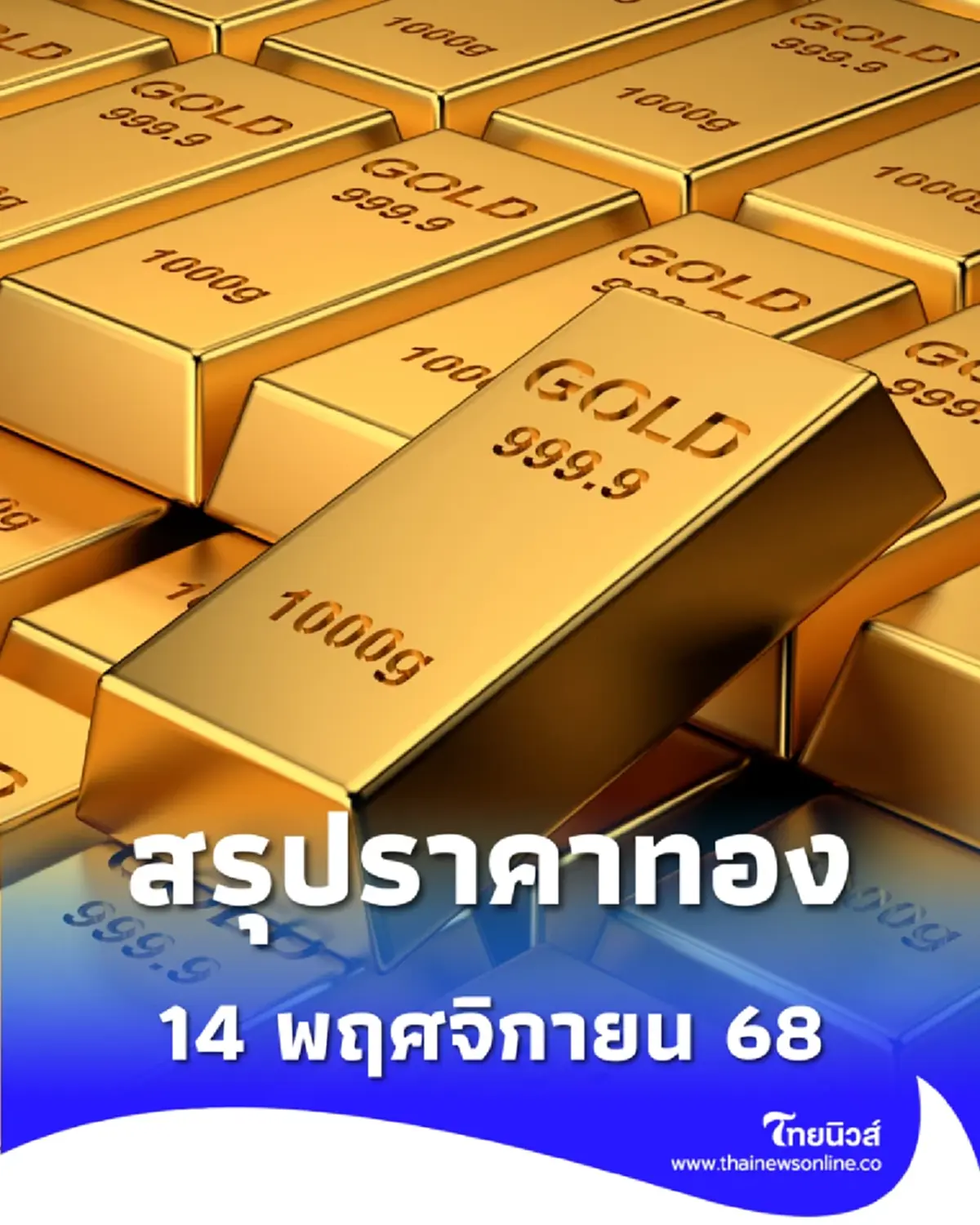 สรุปราคาทองวันนี้ 14 พฤศจิกายน 68 ราคาทองอยู่ที่บาทละเท่าไหร่