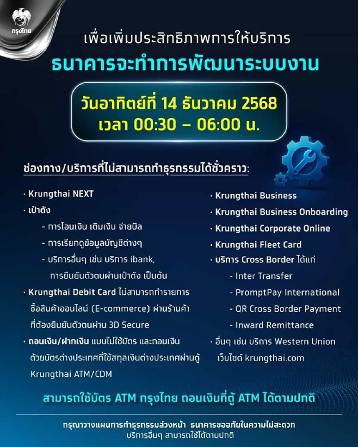 เช็กวันเลย เป๋าตัง - Krungthai NEXT แจ้งปิดปรับปรุงแอปฯ ใช้คนละครึ่งพลัสไม่ได้ชั่วคราว