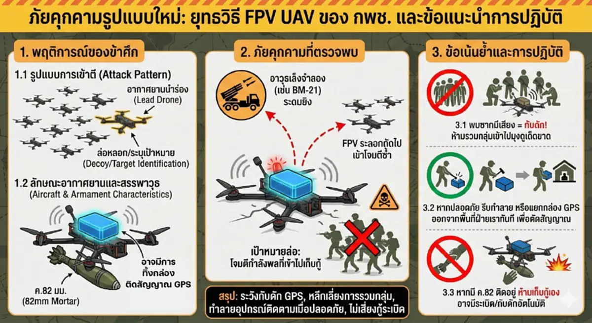 ภัยคุกคามรูปแบบใหม่ ยุทธวิธี FPV UAV ของ กพช. และข้อแนะนำการปฏิบัติ