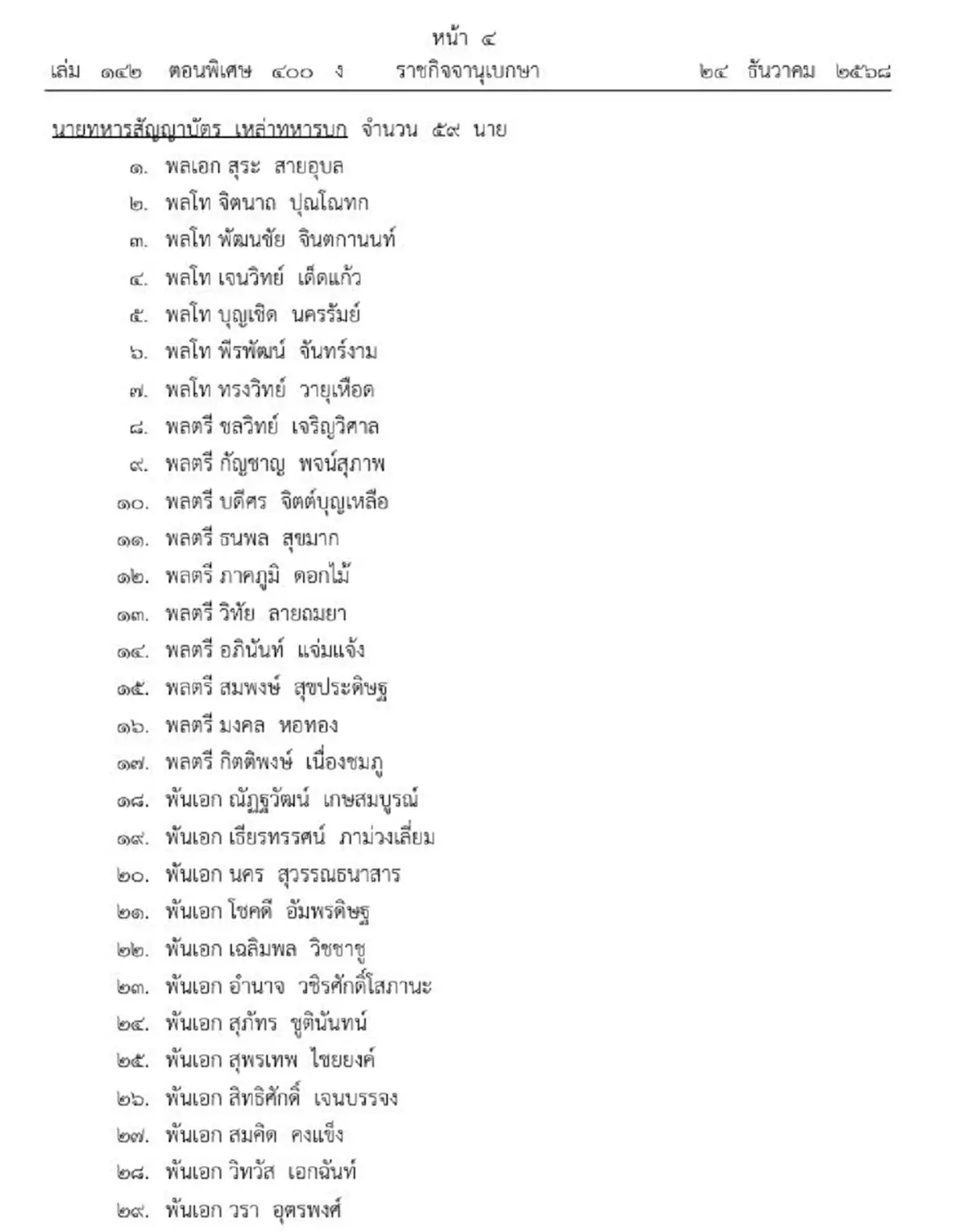 ประกาศโปรดเกล้าฯ แต่งตั้งราชองครักษ์ในพระองค์ รวม ๙๔ นาย