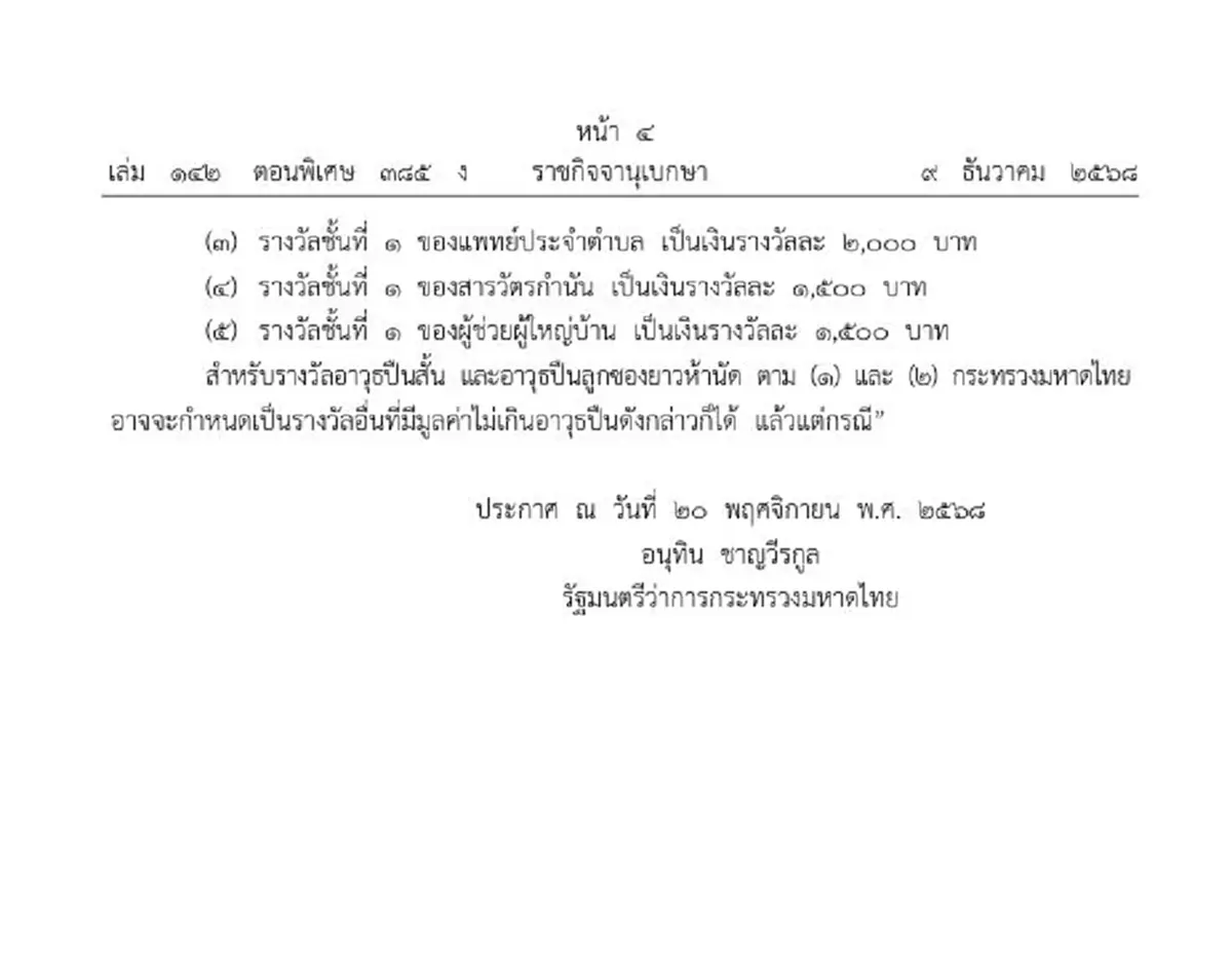 ราชกิจจาฯ ปรับหลักเกณฑ์ รางวัลกำนัน-ผู้ใหญ่บ้านยอดเยี่ยม