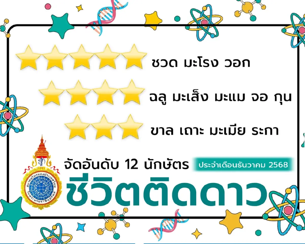 เคาะ 3 นักษัตร ชีวิตดวงดีระดับ 5 ดาว ประจำเดือนธันวาคม 2568