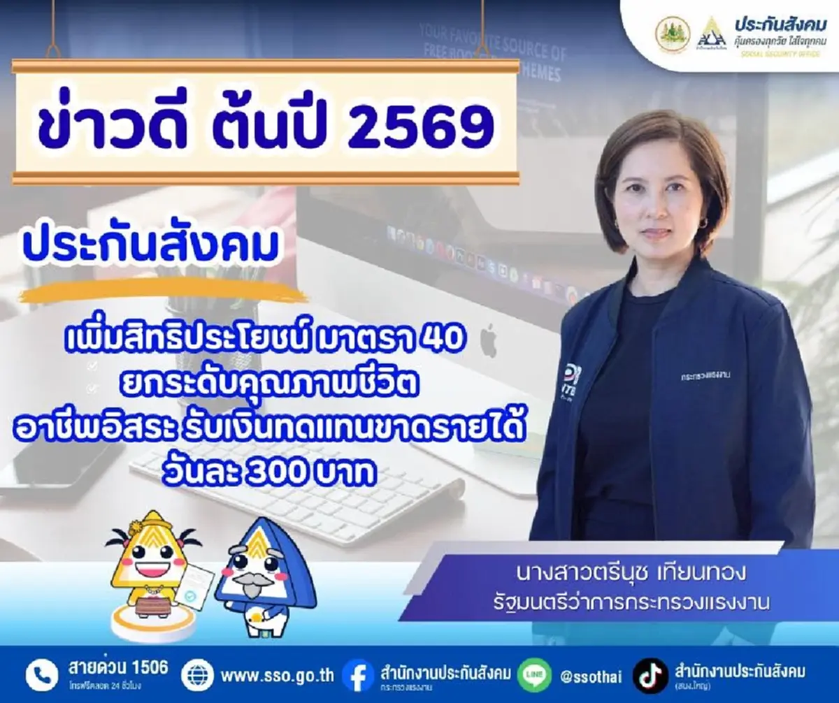 ม.40 เพิ่มสิทธิประโยชน์ใหม่ปี 69 เจ็บป่วย-สงเคราะห์บุตร ได้เงินเท่าไหร่