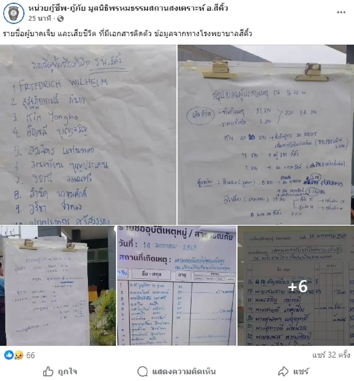 อัปเดตเพิ่ม 10 รายชื่อผู้เสียชีวิต "เครนถล่มทับรถไฟที่โคราช"