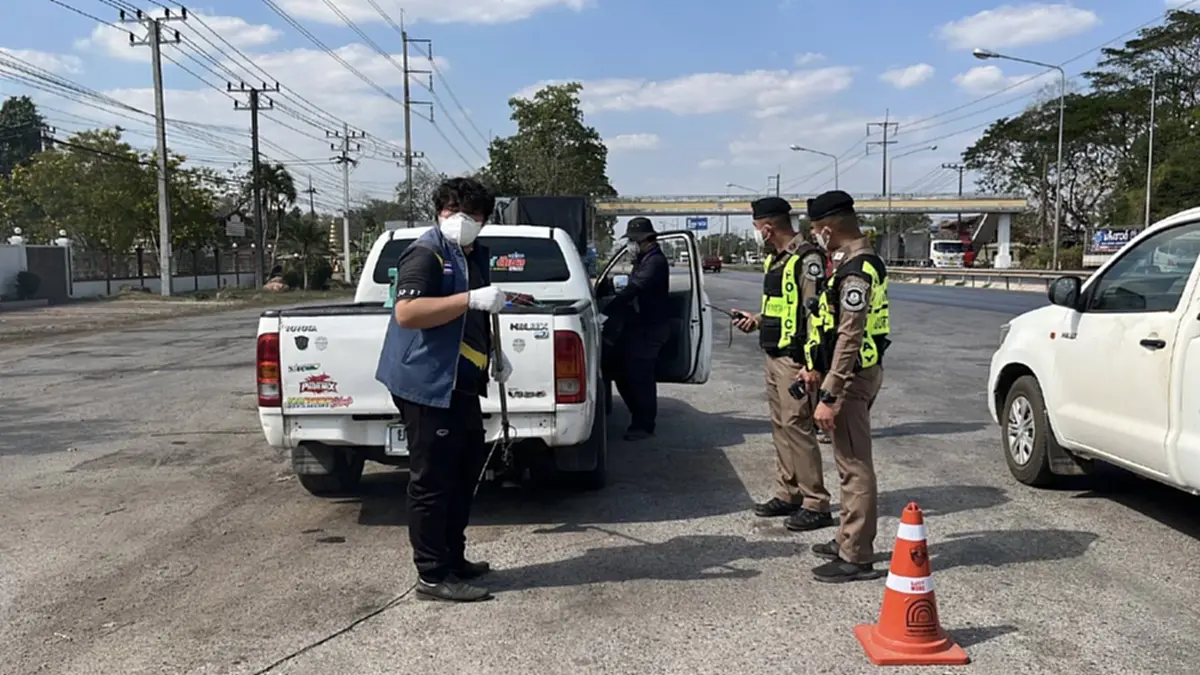 ตำรวจทางหลวงอุดรธานี ตรวจเข้มรถควันดำ ป้องกัน PM2.5