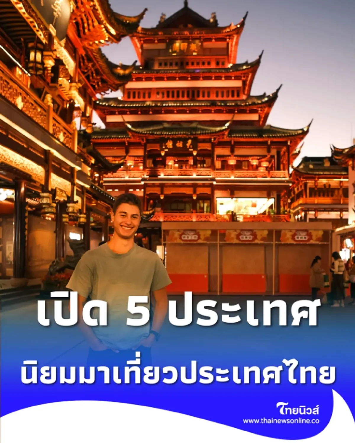 เปิด 5 ประเทศ ที่นิยมเดินทางมาเที่ยวประเทศไทยมากที่สุด