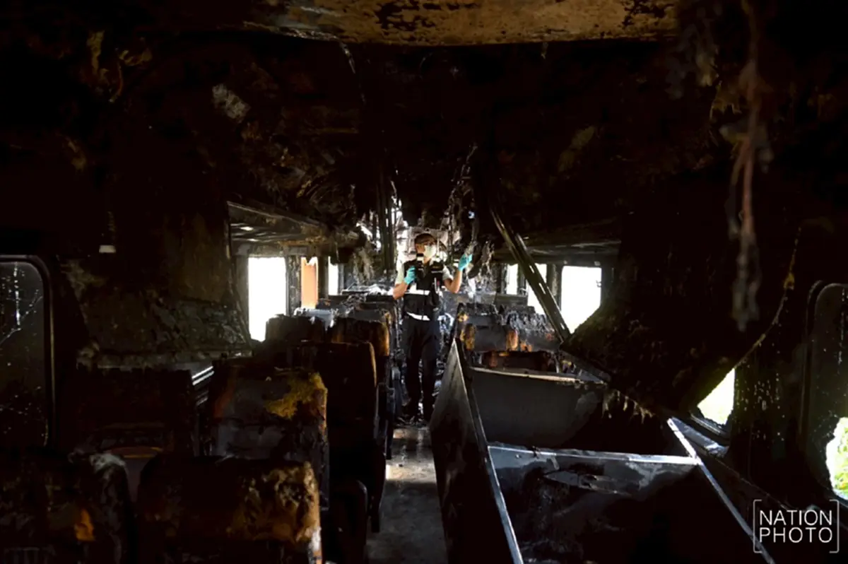 เศร้าใจ เปิดสภาพภายในตู้รถไฟด่วนพิเศษ21 เพลิงลุกไหม้รุนแรง