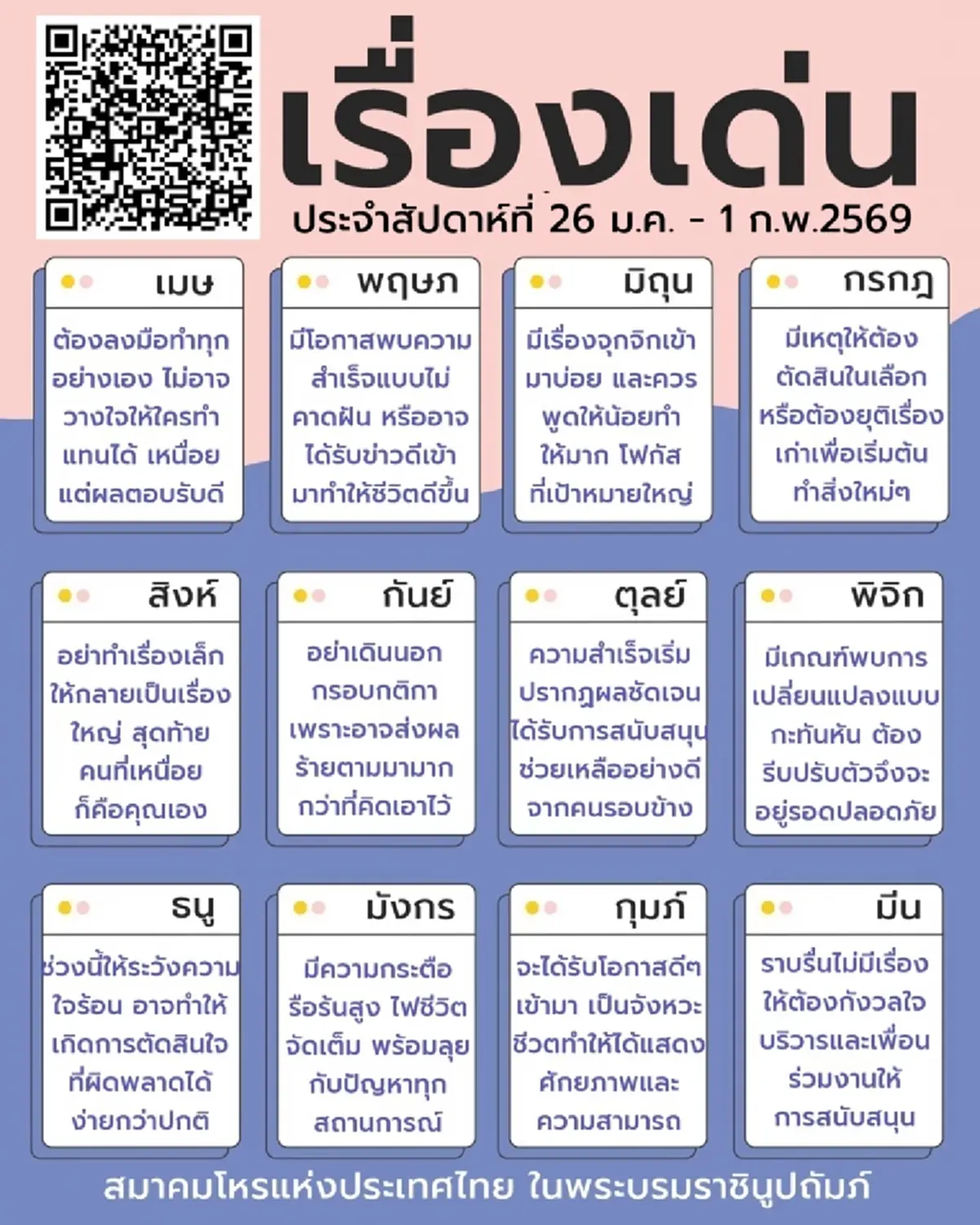 พบ 1 ราศีดวงเด่น เตรียมรับโอกาสดีๆ เข้ามา ส่งท้ายเดือน ม.ค.69