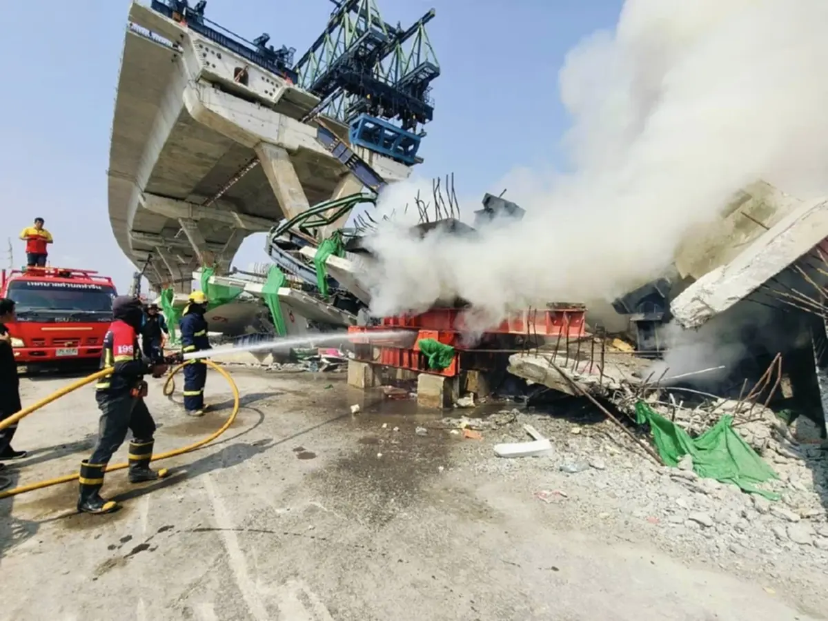 รู้แล้ว สาเหตุไฟไหม้จุดเครนถล่ม ถนนพระราม 2 เกิดจากอะไร