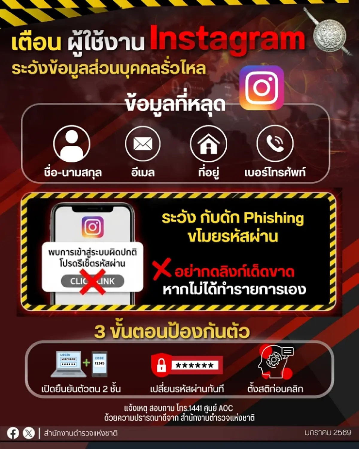 สำนักงานตำรวจแห่งชาติ เตือนล่าสุด ใครใช้ "instagram" ระวัง
