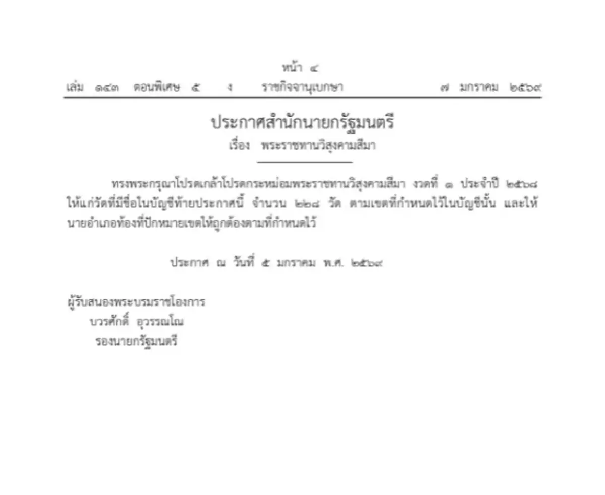 ราชกิจจาฯ ประกาศโปรดเกล้าฯ พระราชทานวิสุงคามสีมา 228 วัด