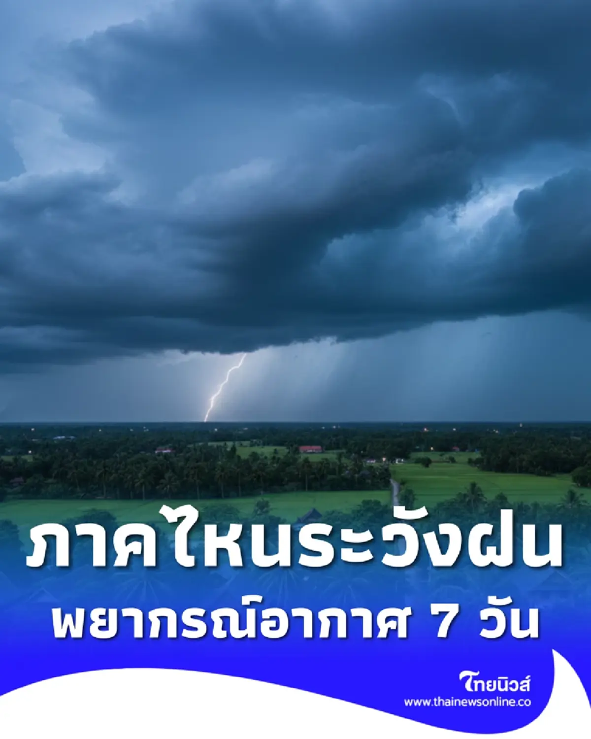 เตือน "พยากรณ์อากาศ 7 วันข้างหน้า" เช็กภาคไหนเจอมรสุม ฝนฟ้าคะนอง