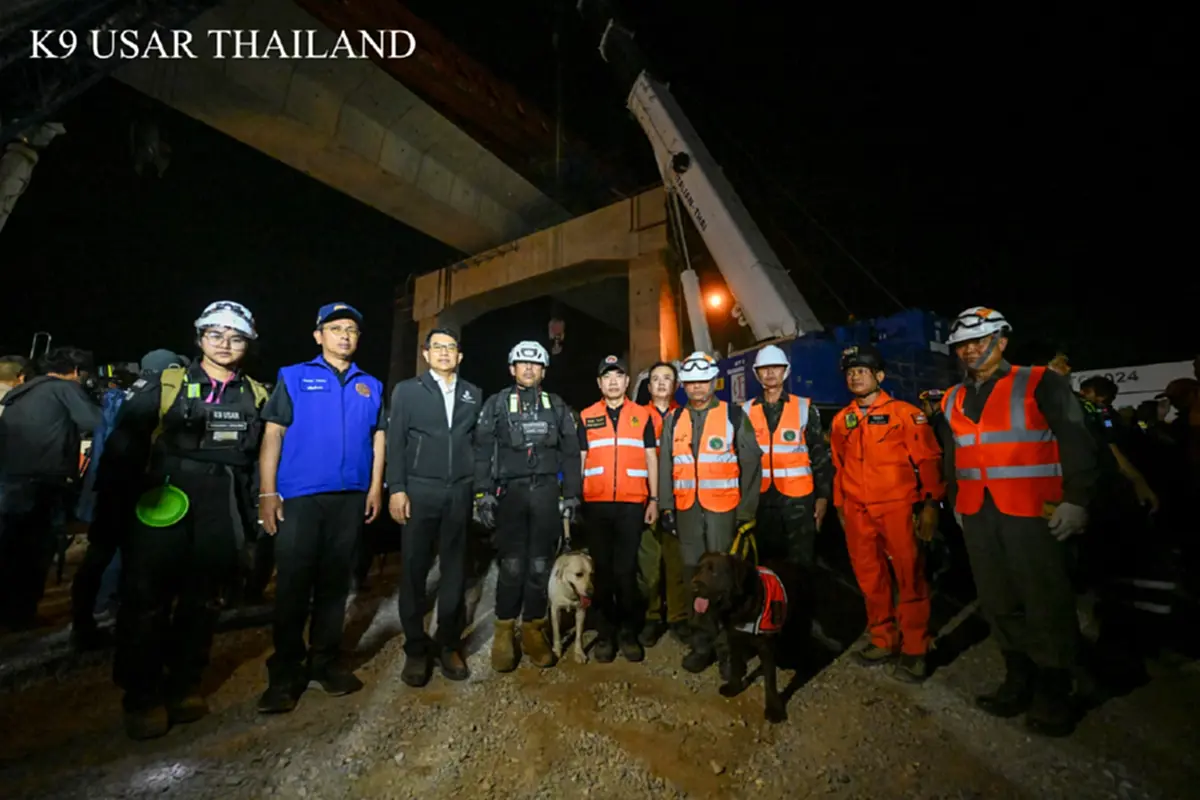 สรุปภารกิจ K9 USAR เหตุเครนถล่มทับรถไฟ สุนัขทรงเลี้ยง ร่วมด้วย