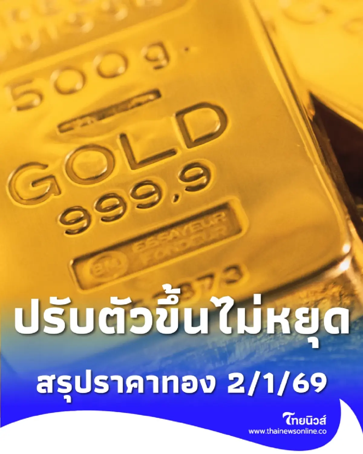 สรุปราคาทองวันนี้ 2 ม.ค. 69 ราคาทองมีปรับอีกครั้งที่ 9