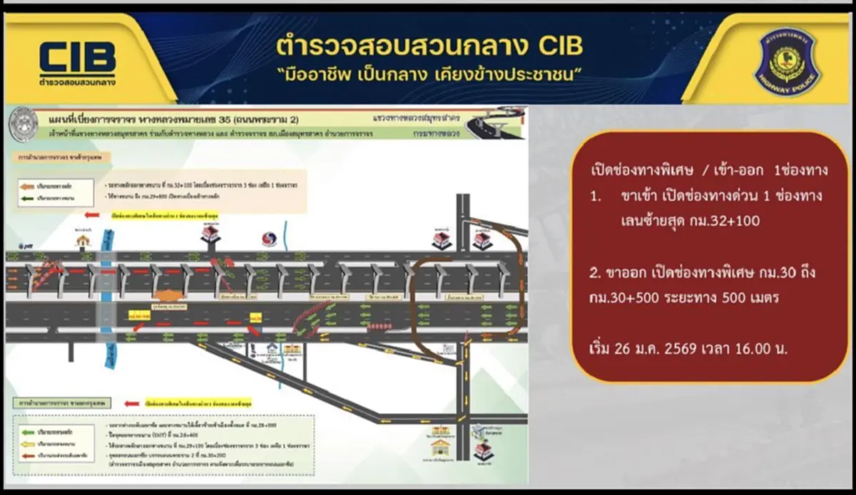 ศจร.ตร. เพิ่มช่องทางพิเศษถนนพระราม 2 อำนวยความสะดวกประชาชน