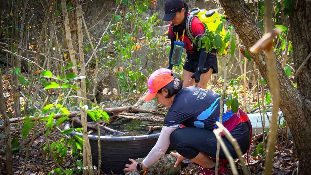 จิตอาสาขนน้ำ 3,000 ลิตร เติมแหล่งน้ำช่วยสัตว์ป่าเขาใหญ่