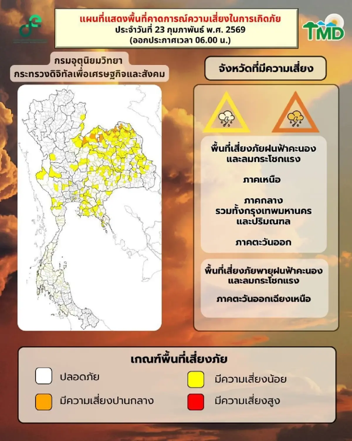 เปิดชื่อ 32 จังหวัด พายุฤดูร้อนถล่มวันนี้ ฝนฟ้าคะนอง ลมกระโชกแรง