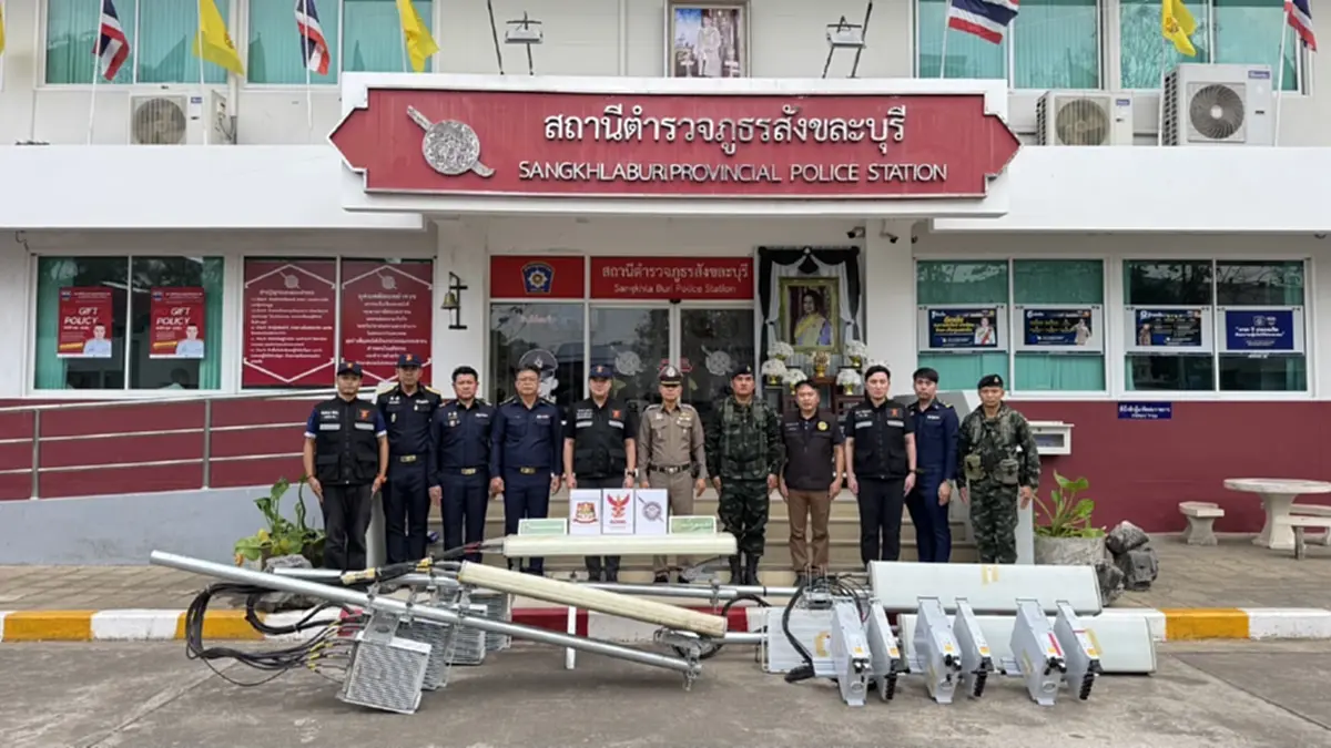 ทลายเสาสัญญาณเถื่อนสังขละบุรี ลอบปล่อยสัญญาณข้ามแดนผิดกฎหมาย