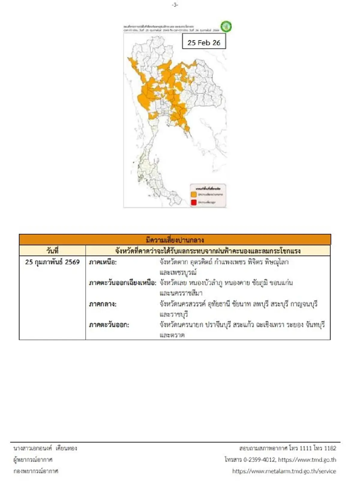 พิกัดพื้นที่สีแดง พายุฤดูร้อนถล่ม 18 จังหวัดเสี่ยงสูง