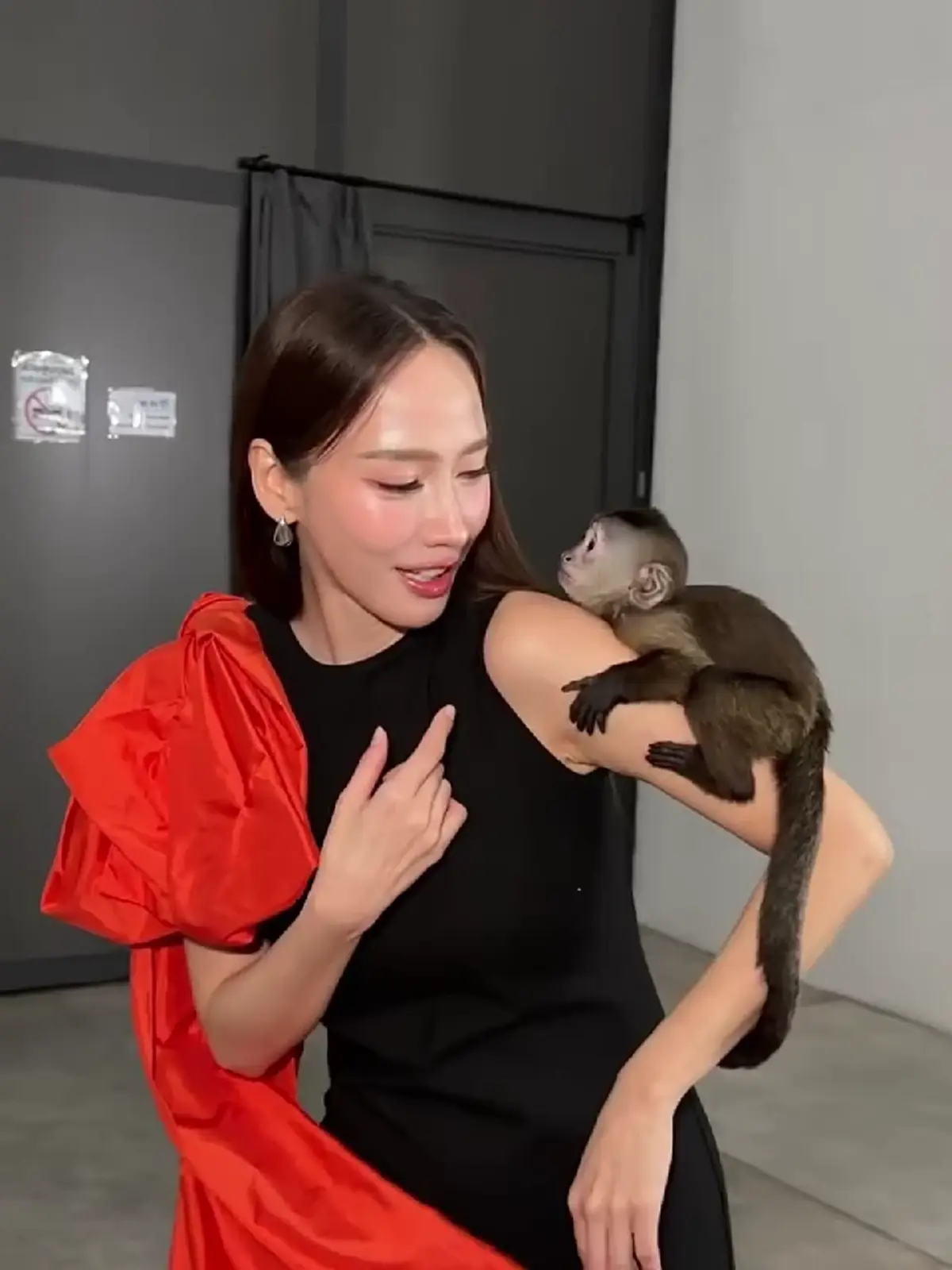 โมเมนต์เอ็นดู “อั้ม พัชราภา” โดนลิงน้อยเซอร์ไพรส์กลางเฟรม