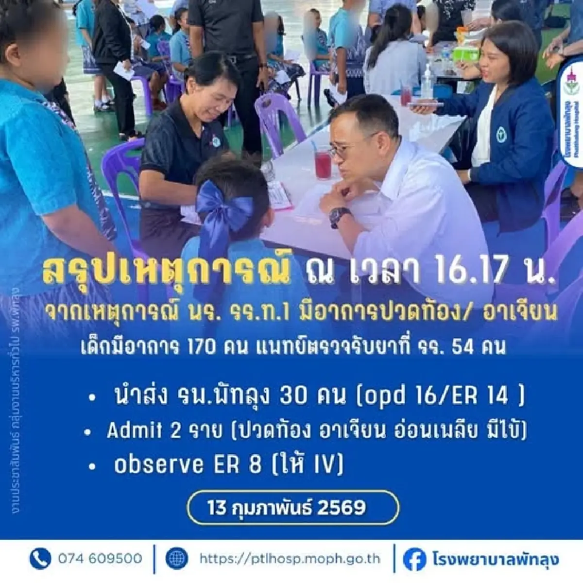 นร.กว่า 100 คน อาหารเป็นพิษ อาเจียน-ปวดท้อง หลังรับประทานอาหารกลางวัน
