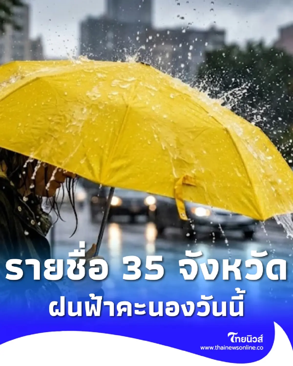 เปิด 35 จังหวัด ฝนฟ้าคะนองวันนี้ จับตา 11-13 มี.ค. พายุฤดูร้อนถล่ม