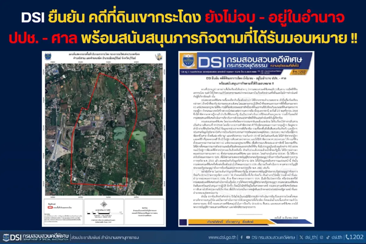ยังไม่จบ! "ดีเอสไอ" แจงข้อเท็จจริงคดีที่ดินเขากระโดง