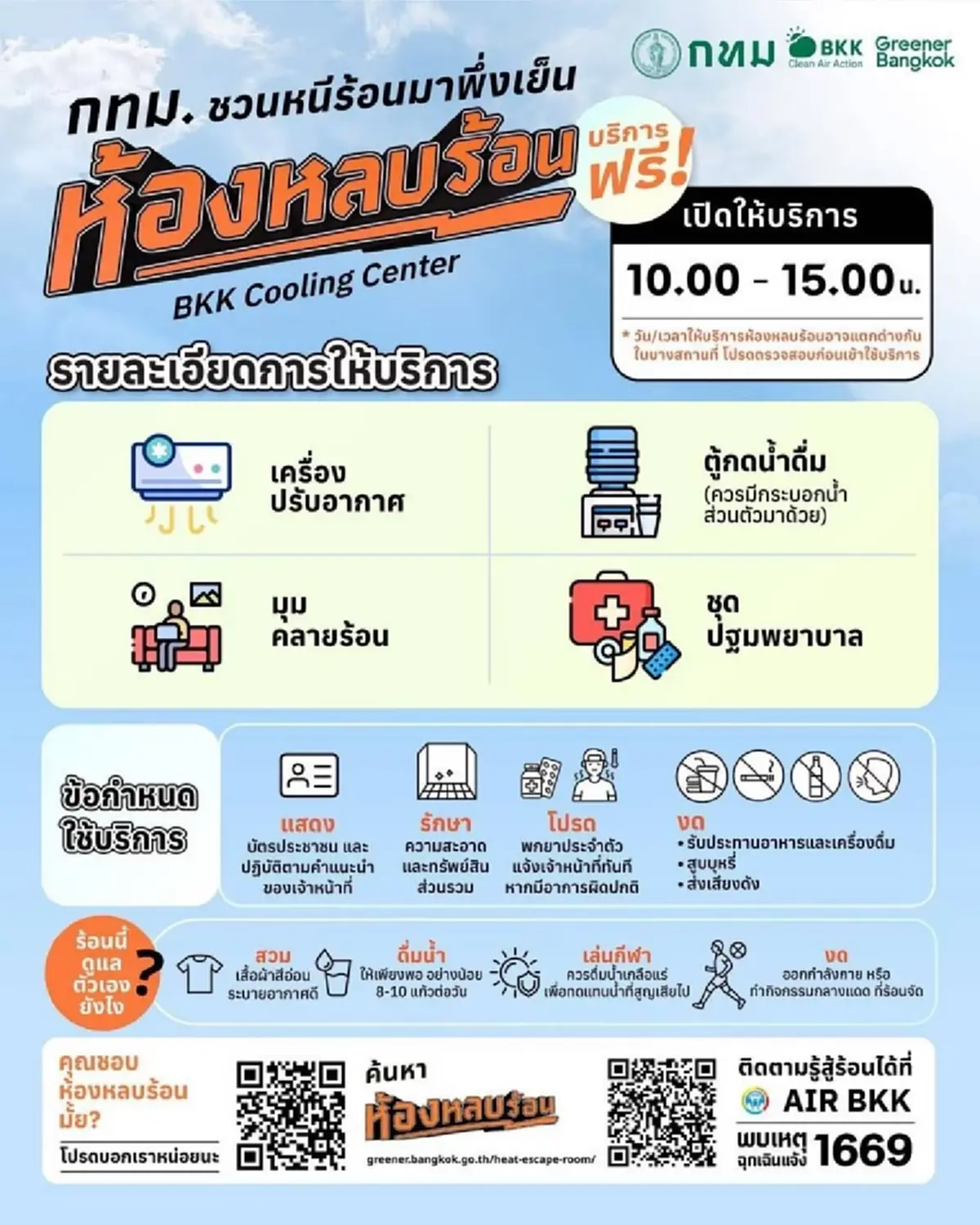 กรุงเทพฯ ร้อนจัด เช็กพิกัด ห้องหลบร้อน ป้องกันฮีทสโตรก