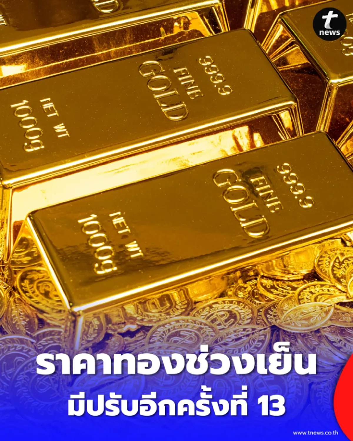 อัปเดตราคาทองช่วงเย็น 18 มี.ค. 2569 ราคาทองมีปรับอีกครั้งที่ 13